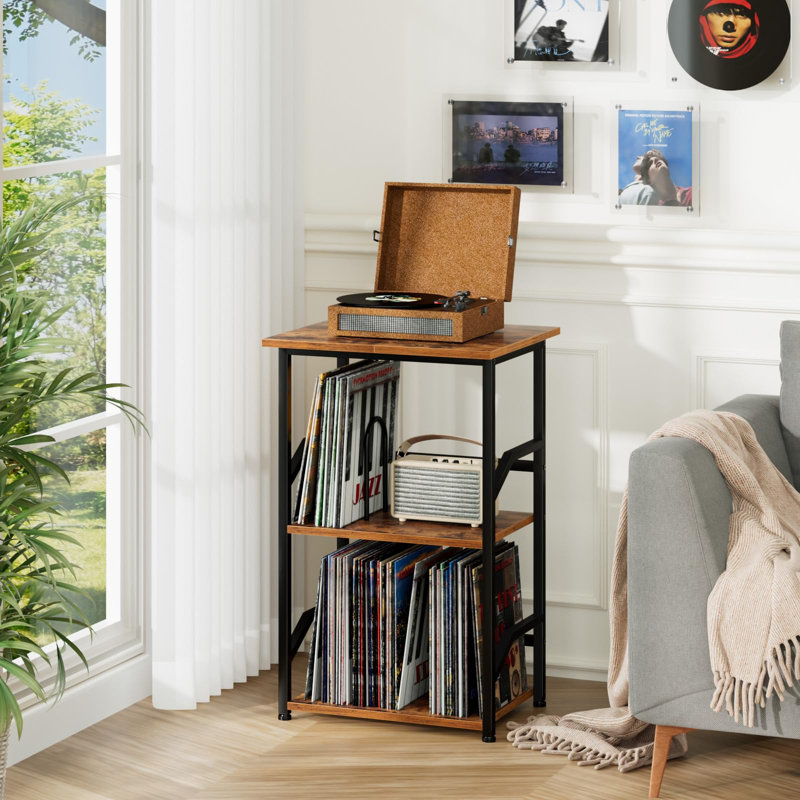Manufactured Wood,Metal 75.2cm H Media Shelves, Brown