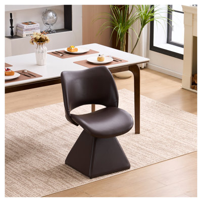 Chaise de salle à manger moderne pivotante avec structure en métal et en bois, siège d'appoint minimaliste brun foncé
