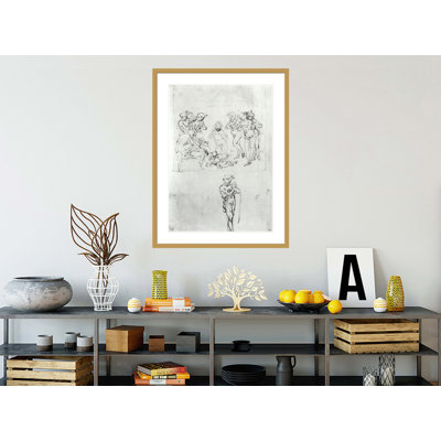 Étude figurative pour l'adoration des mages par Leonardo Da Vinci, impression giclée encadrée