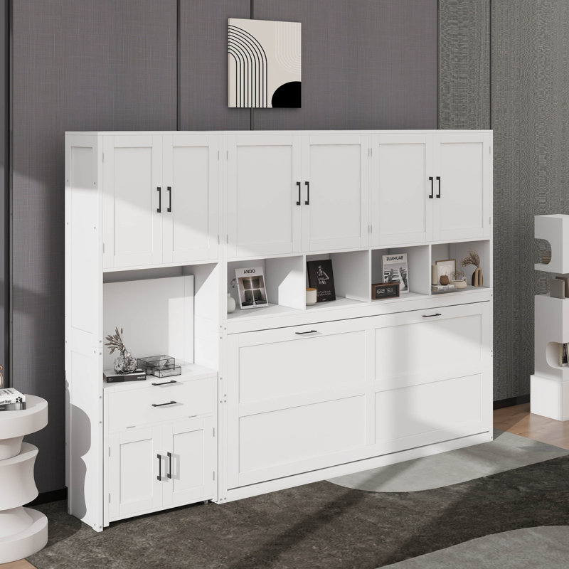 Lit escamotable simple avec placard et bureau