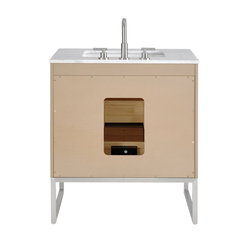 Markham 30'' W Single Vanity, Cashmere Gray, Carrara Marble, Brushed Nickel