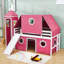 Lit mezzanine en bois avec toboggan, tente et tour-391813681-391813695