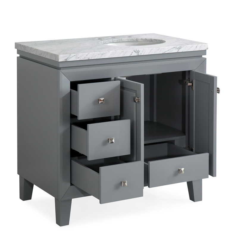 Meuble-lavabo simple 36 po en marbre de Carrare