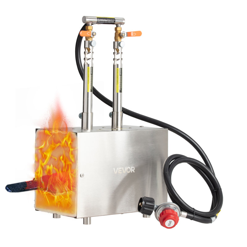 Forge portative au propane, 2 brûleurs, 2600? Fabrication d'outils et de couteaux Forgeron forgeron, forme carrée de grande capacité, outils et équipement de forge à gaz en acier inoxydable, utilisation pour la forge du métal
