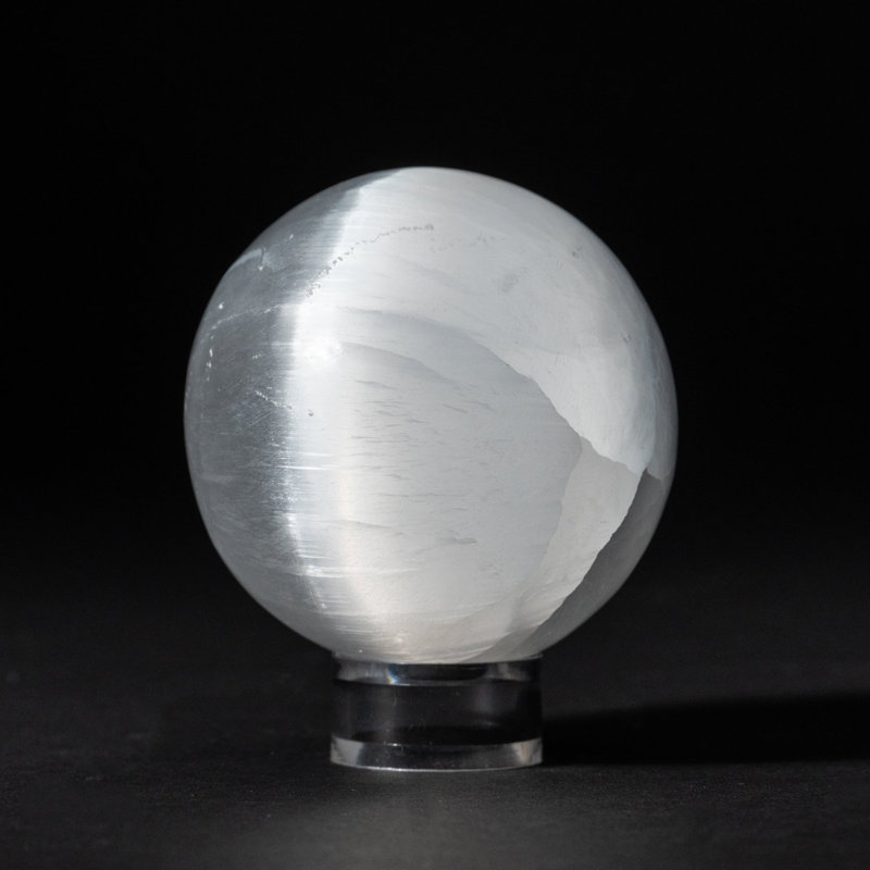 Genuine Natural Cats Eye Selenite Sphere, 2.5" H x 2.5" W x 2.5" D