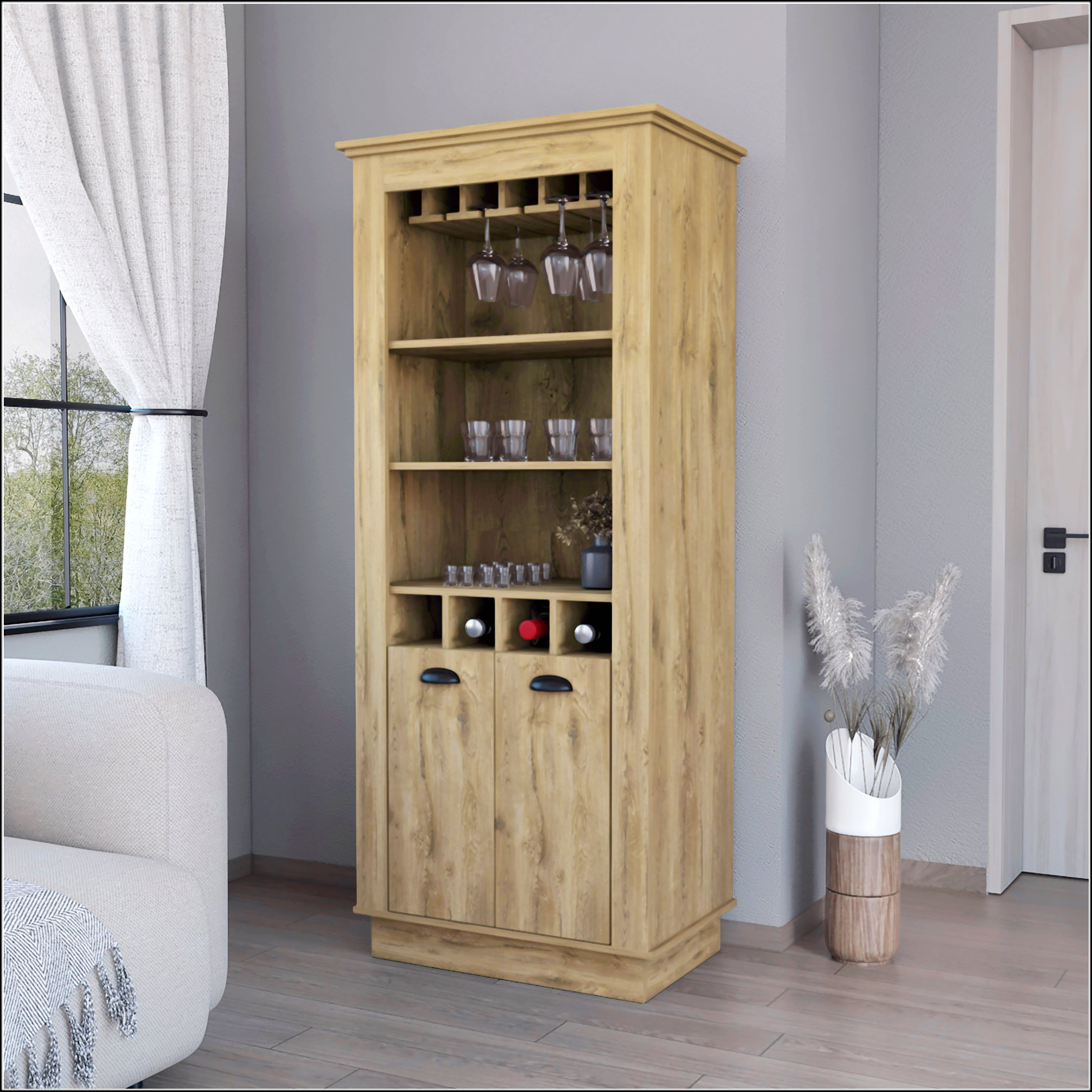 Millwood Pines 4-Built In Wine Rack Bar Cabinet - Wayfair Canada