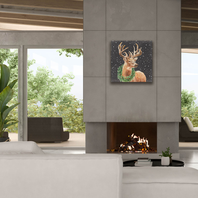 Art mural sur toile Epic Graffiti «Woodland Holidays Stag Black» par Danhui Nai