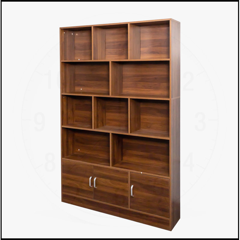 Bibliothèque 70,87 pouces de hauteur avec 10 cubes et 3 portes, organisateur de rangement à 4 niveaux pour le salon et le bureau