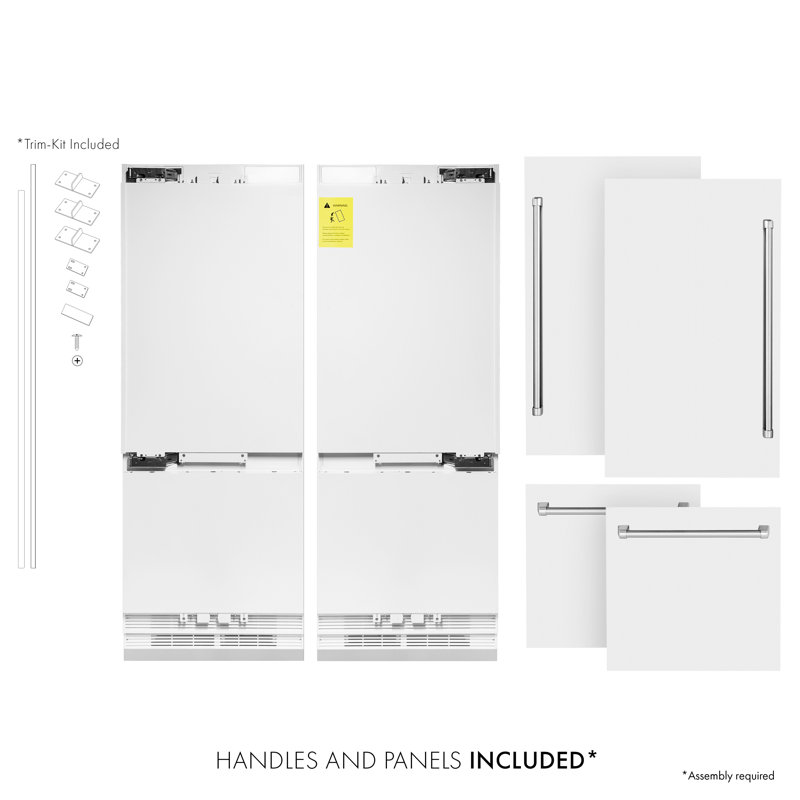 ZLINE 60" Autograph Edition 32.2 cu. ft. Built-in 4-Door French Door Refrigerator, White Matte, Stainless Steel
