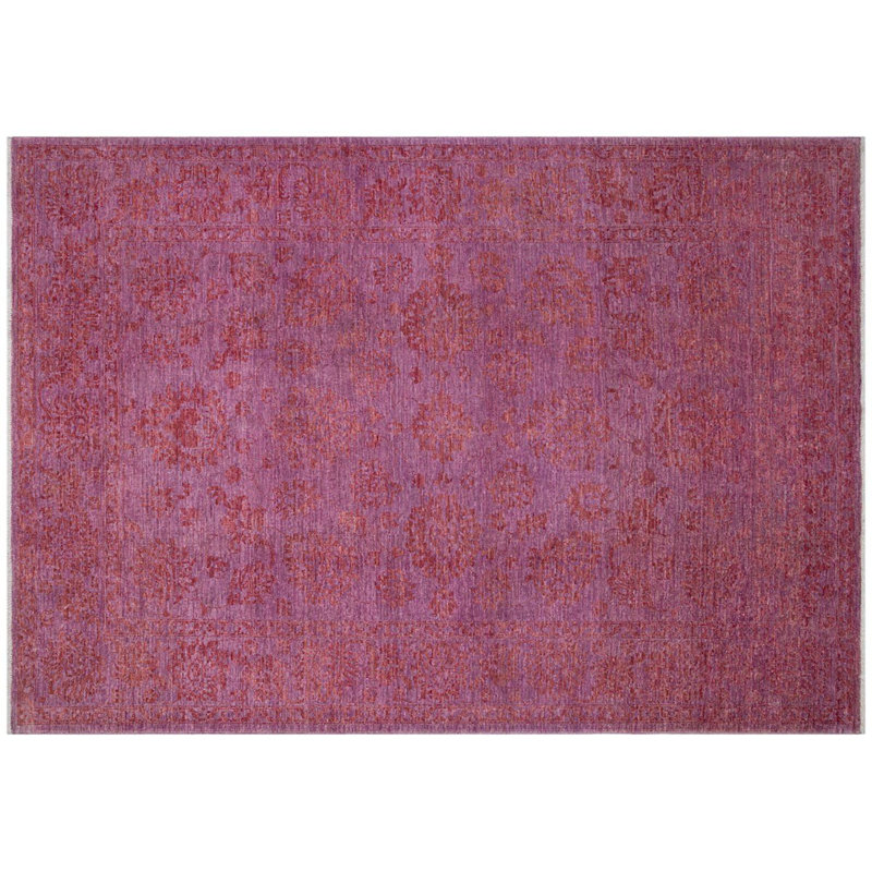 Tapis fuchsia indien en laine noué à la main