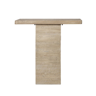 Cream Square Coffee Table with Pedestal Base