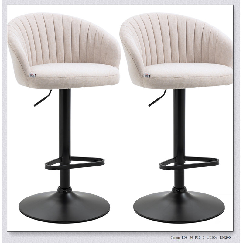 Ensemble de 2 tabourets de bar réglables pivotants, tissu tactile de lin