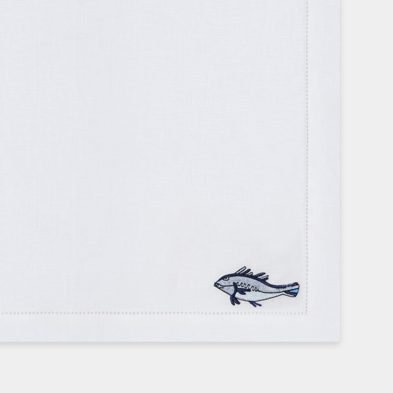 Marine Motif Embroidered Linen Placemats