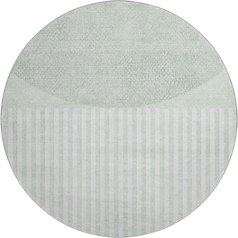 Premium Machine Washable Mayfield AMF2134 Geometric Rug, Green, 8' Round