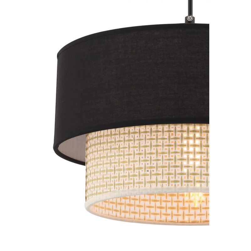 Élégant lustre en métal, finition crème et noire, 25,6 po x 25,6 po x 25,6 po | Certifié CE, douille E27 (60 W maximum) | Parfait pour la salle à manger et les espaces de vie, design élégant, capuchon en coton durable, hauteur totale: 25,6 pouces