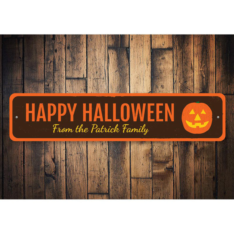 Plaque en aluminium Jack-O-Lantern, H 4 po x l 18 po x P 0,04 po