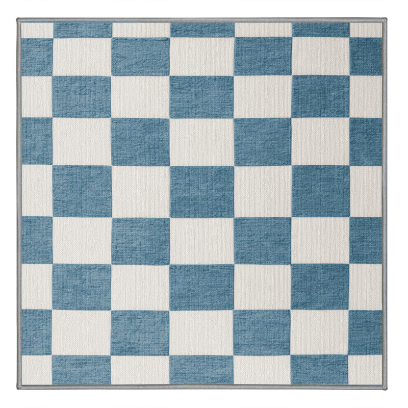 Tapis gris à carreaux lavable à la machine, Carré 5 pi