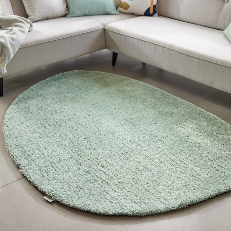 Cozy Handmade High Pile Mint Green Rug