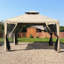 Pavillon de jardin combinant polyester taupe et espace extérieur de 9,6 x 11,6 pi avec abat-jour de 111 pi²