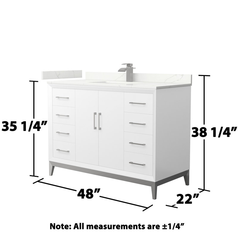 Single Vanity, Giotto Quartz, 48", Satin Bronze