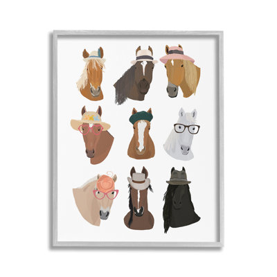 Horses with Various Hats Framed Giclee Art by Hanna Melin -  Stupell Industries, bc-228_wfr_16x20
