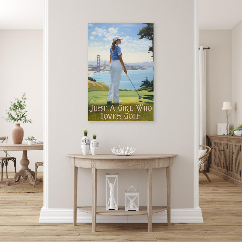 " Just A Girl Who Loves Golf - 1 Piece Rectangle Graphic Art Print On Wrapped Canvas ", L 24 po x H 36 po