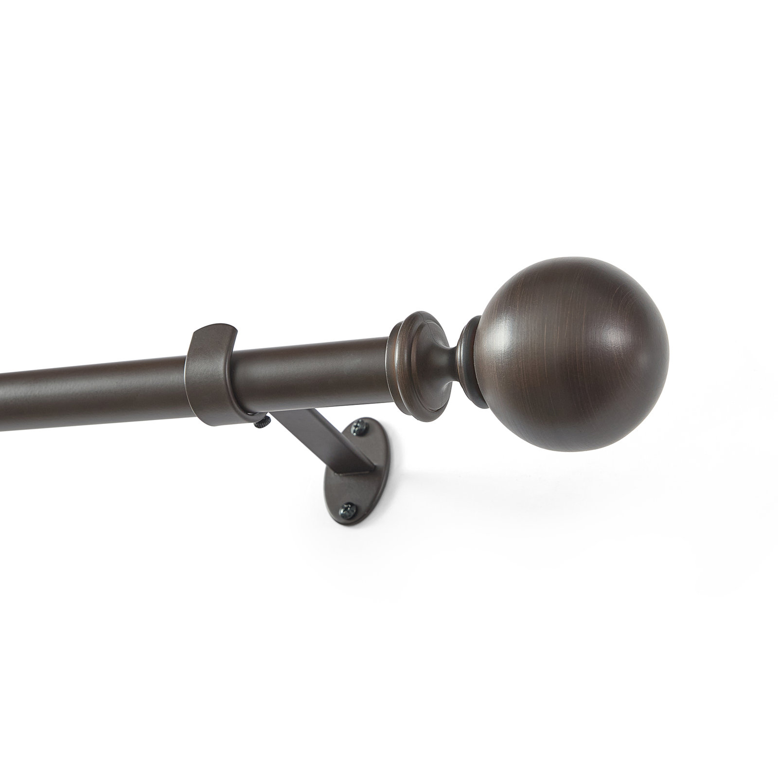 Darion Ball Finial Single Curtain Rod, 2.5" H x 48" W x 5" D, Antique Bronze