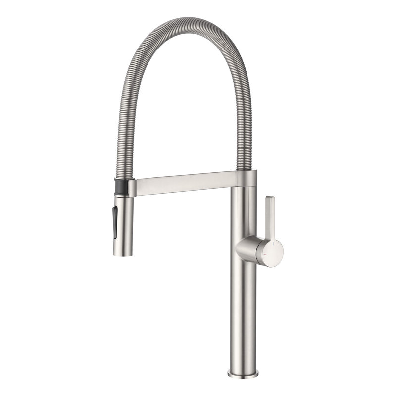 Robinet de cuisine à poignée simple Novo, Nickel brossé