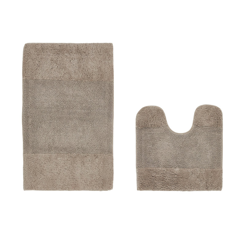Makaylynn Premium 100% Cotton 2 Piece Bath Rug Sets with Non-Slip Backing, Machine Washable, Luxurious Solid Pattern Super Absorbent & Tufted Weave Bath Mat for Bathroom, Shower, and Tub