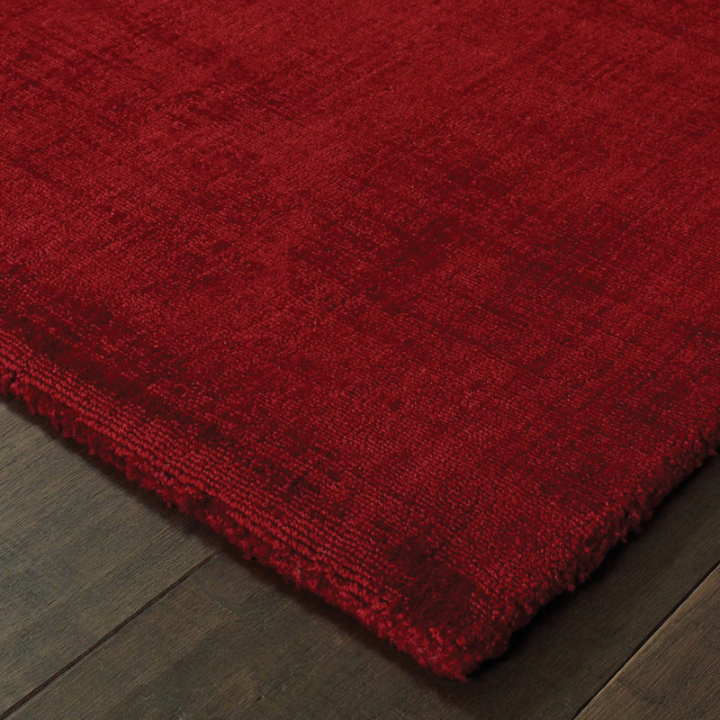 Tapis rouge touffeté à la main Grimes, Rectangle 10 pi x 13 pi
