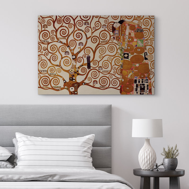 Art nouveau, art orné d'arbres délicats avec courbes délicates, H 24 po x l 36 po x P 1,5 po, Toile tendue