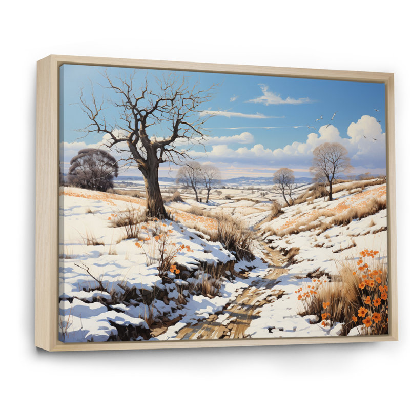 " Countryside Solitude In The ", 16" H x 32" W x 1" D, Natural Floater Framed