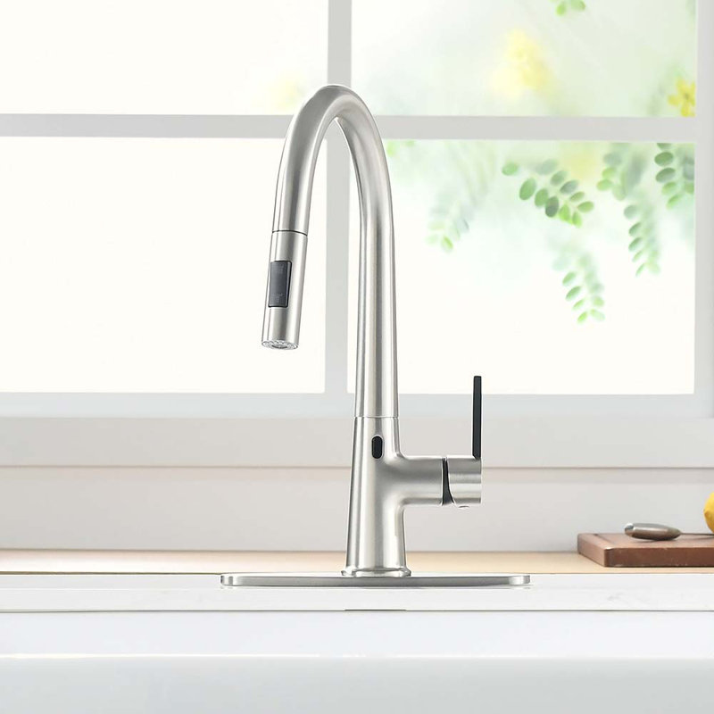 HOOSENG Pull Down Touchless Kitchen Faucet, Brushed Nickel