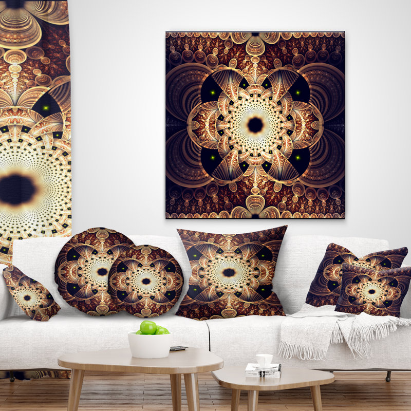 Oreiller numerique à motif floral fractal, 16 po x 1 po, Coussin décoratif