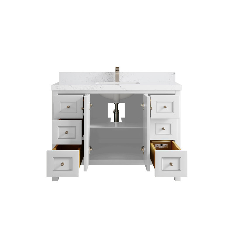Nashville 48 In. W X 22 In. D Single Sink Bathroom Vanity In White , 2 IN Empira