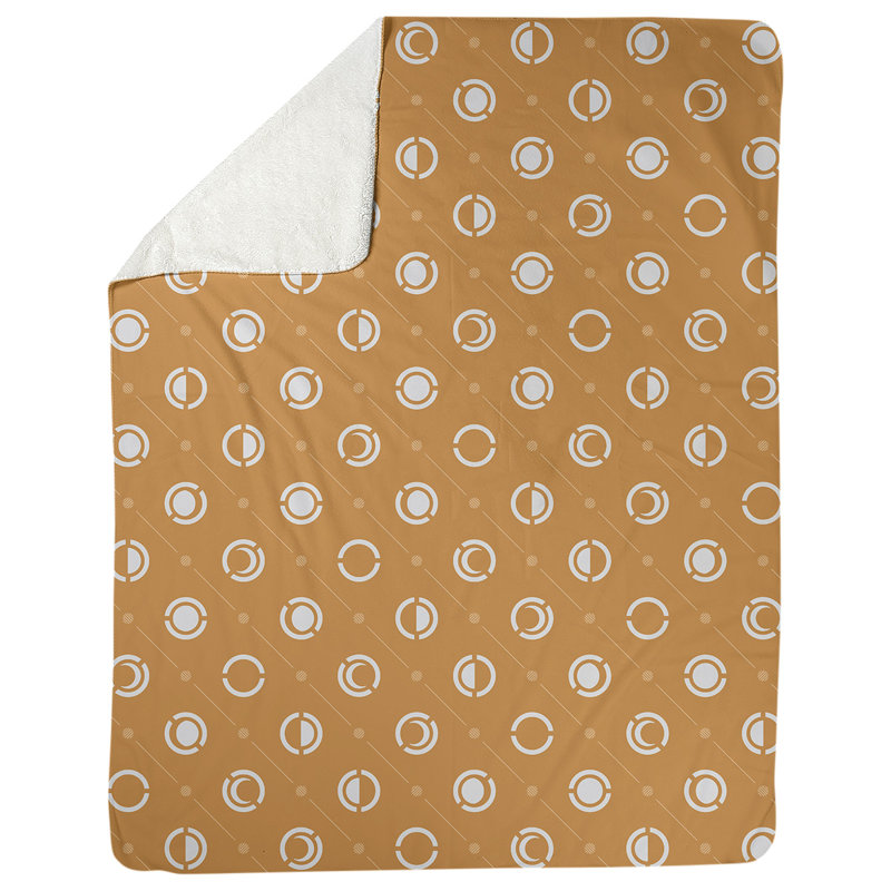 Couverture polaire moon phases, l 50 po x L 60 po, Blanc / Orange