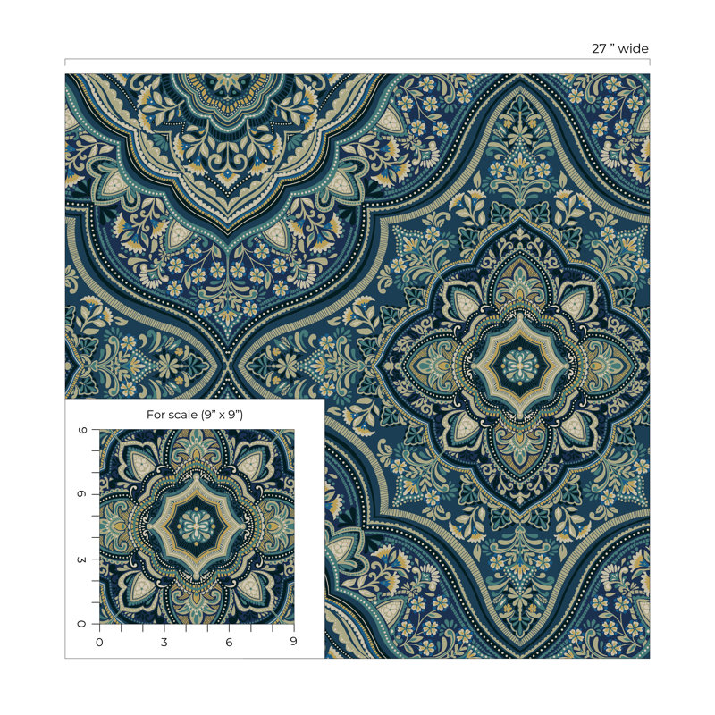 Rouleau de fleurs Finfin, Bleu / bleu marine / gris / or