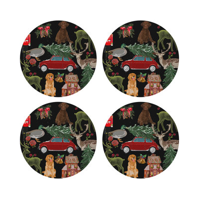 Sous-verres ronds en cuir végétalien Ultimate Christmas