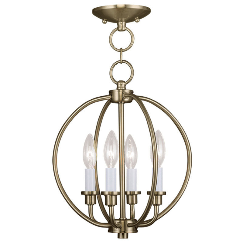 4 - Light Lantern Classic / Traditional Chandelier, Antique Brass