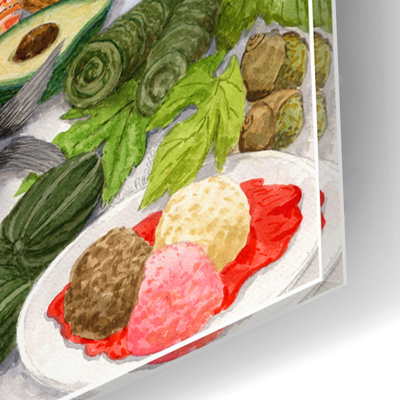 Art mural en verre épique «Edible Alphabet» par Gale Pitt, 16 po x 12 po, H 12 po x l 16 po