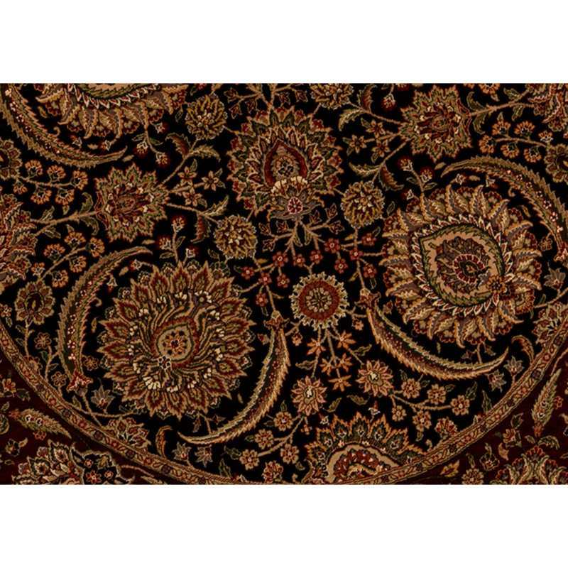 Wool Oriental Area Rug in Black/Wine