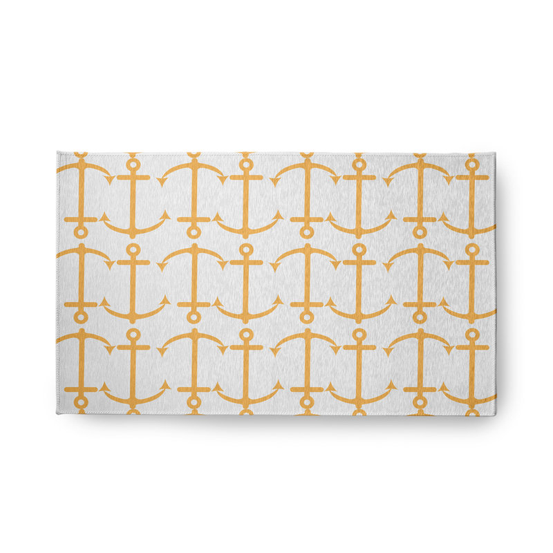 Tapis intérieur / extérieur en chenille tissé à la machine Tornblom - jaune / crème, Rectangle 1 pi 6 po x 2 pi 6 po