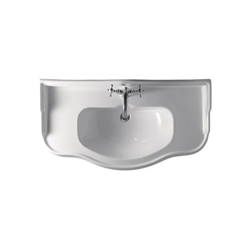 Retro 39.4'' L Bathroom Sink, White, Glossy White, Single Hole Faucet