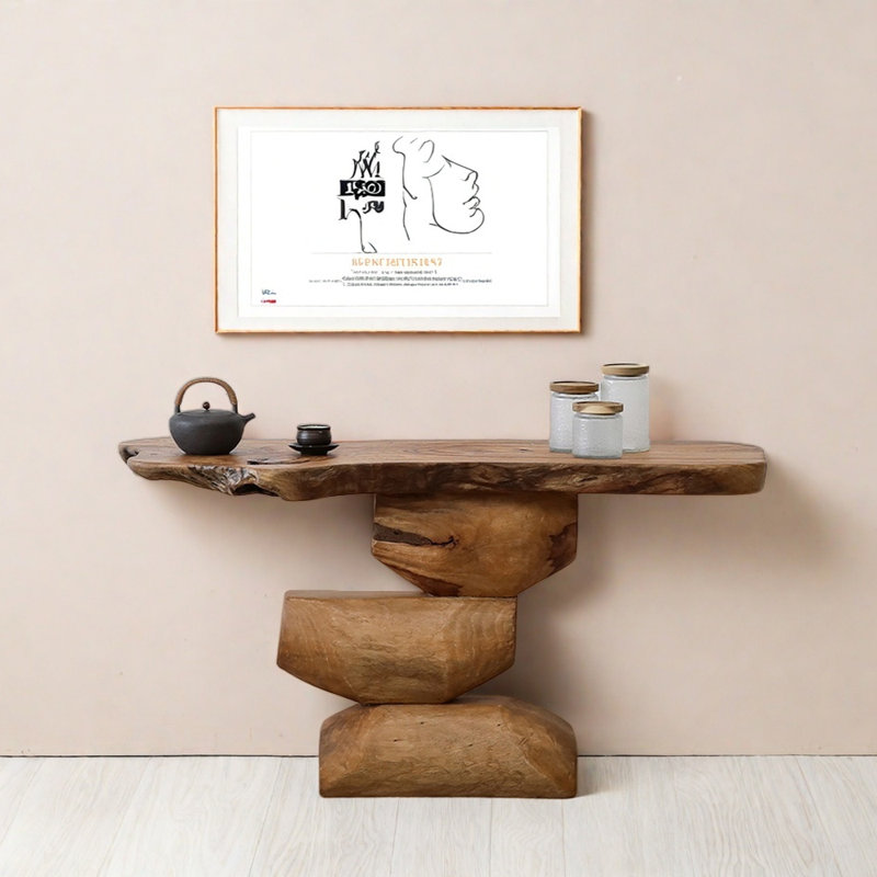 Wabi-Sabi Style Solid Wood Entryway Table, 29.5" H x 55.1" W x 19.7" D