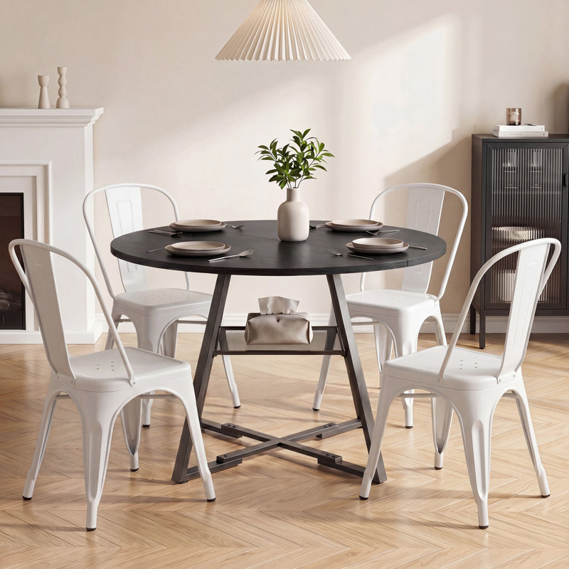 Ensemble de table de salle à manger 5 pièces Andover Mills, 30.71'' H X 42.13'' W X 42.13'' D, Brown, Black