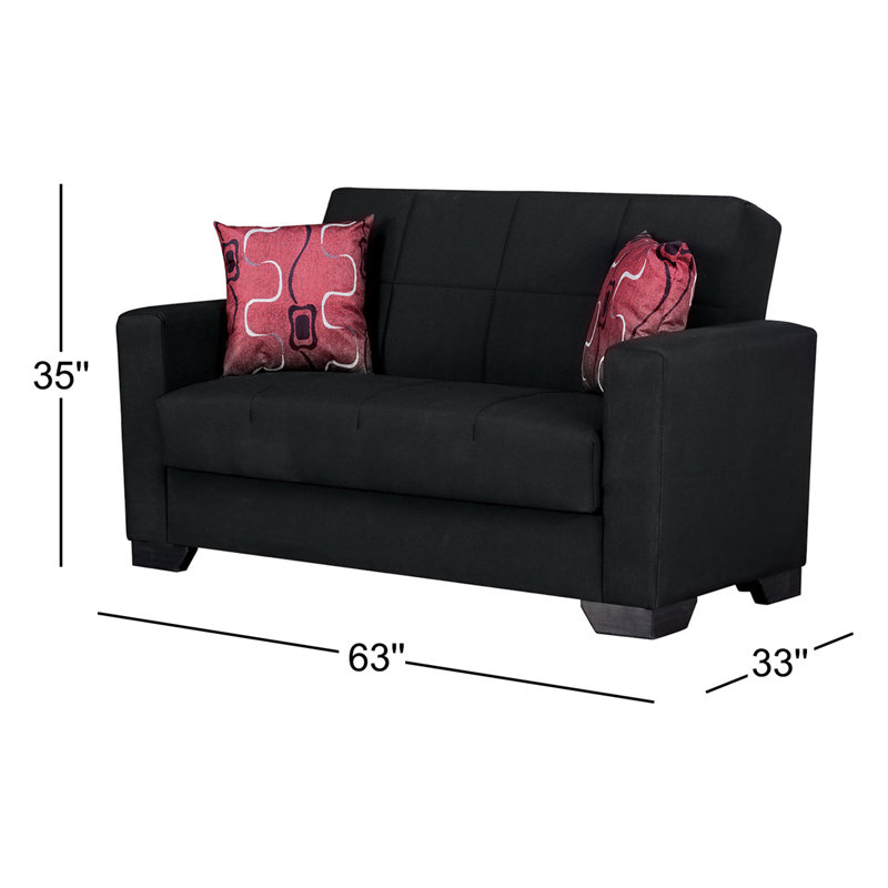 Canapé-lit à accoudoirs carrés 63 po Tansu, Polyester noir