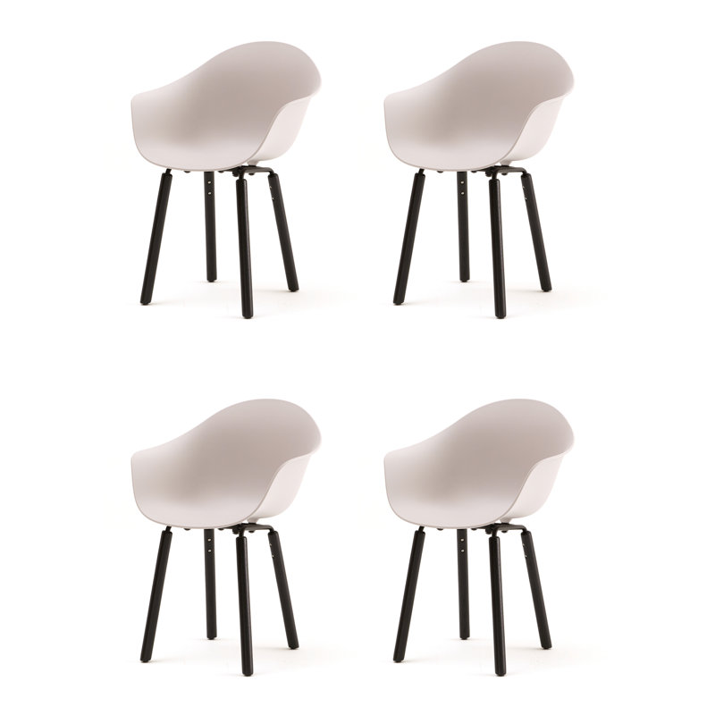 Fauteuil TA (ensemble de 4), Gris froid / noir