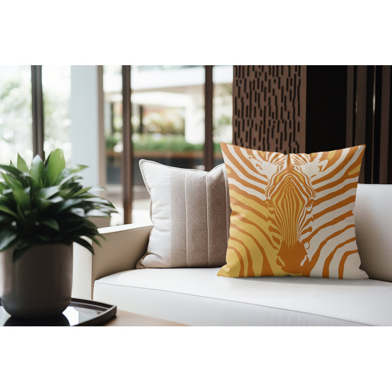 Coussin d'intérieur Salie Zebra, Tangerine Twist, 16 po x 16 po
