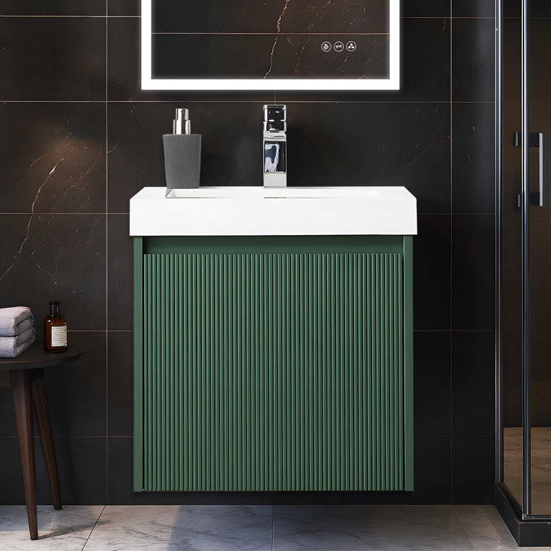 Meuble-lavabo flottant Keriel, Vert aventurine