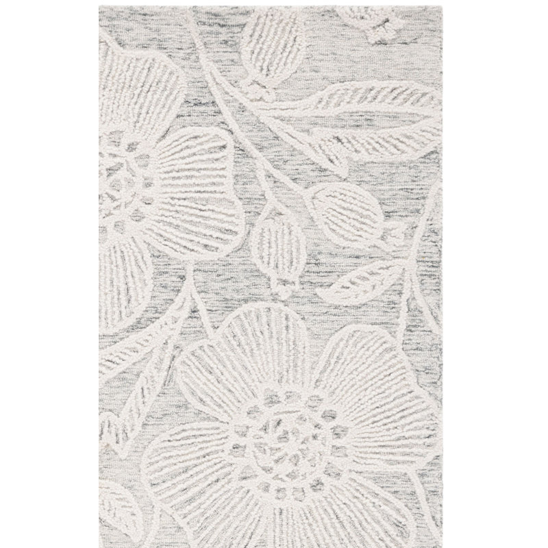 Tapis floral en laine touffeté à la main, Rectangle 3 pi x 5 pi